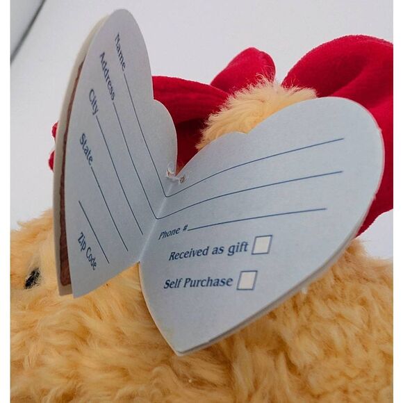 Vintage Cherished Teddies 1998 "Val" 14"Stuffed Plush Bear W/Red Dress & Bow Wit - Picture 7 of 8